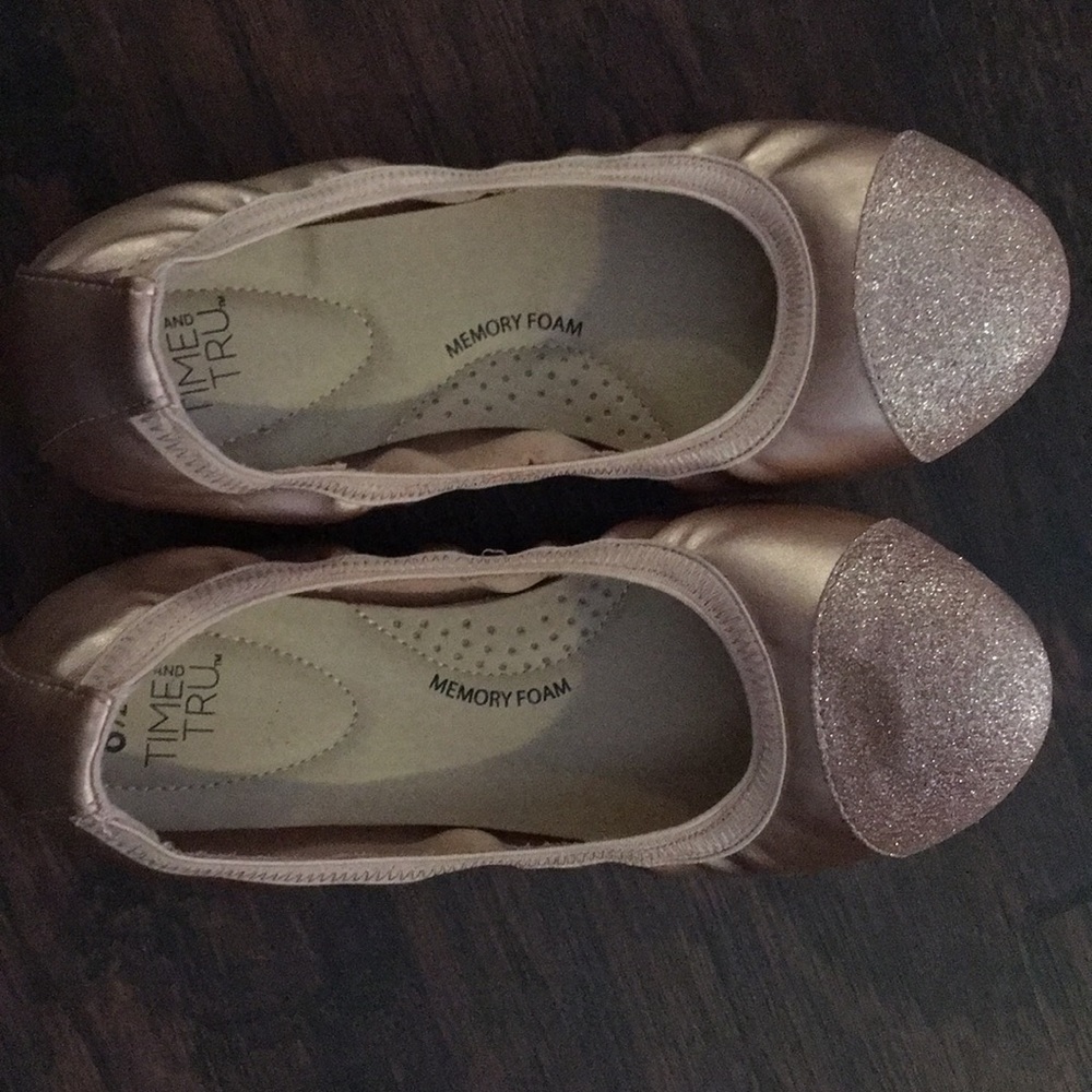 Rose gold glitter flats